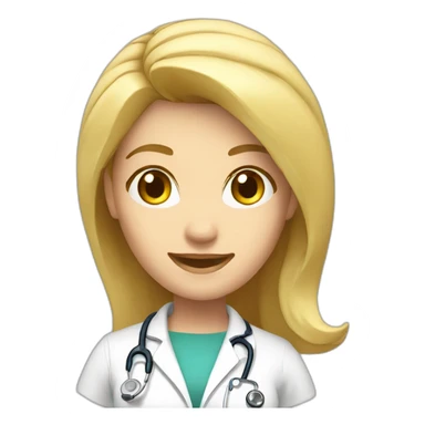 A blonde female doctor face, happy, oblique view sticker