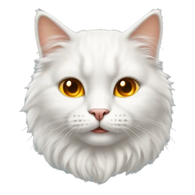 White Fluffy Happy Cat with golden orange eyes and golden juwel on forehead sticker