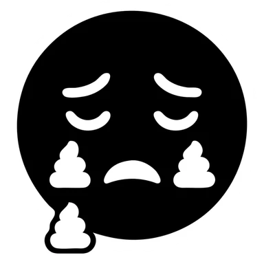 crying emoji but instead of tears poop sticker