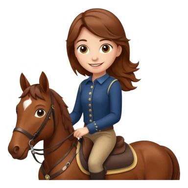 brown haired girl on a cheatnut hporse smiling' sticker