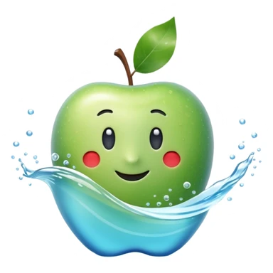 3D Apple style emoji of the sea, calm blue waves, sparkling water, isolated on white background, soft shadows, high detail, playful and cute. sticker