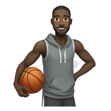 tall pale skinned man with dark hair wearing gray hoodie dunking a basketball sticker