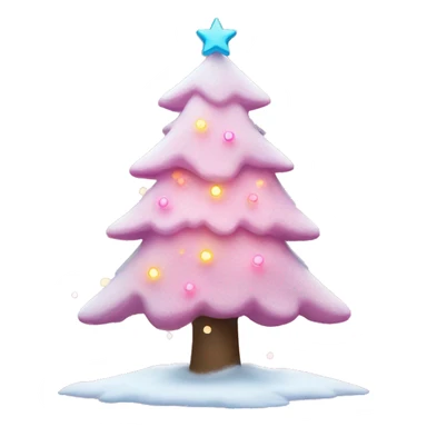 Snowy pink Christmas tree with colorful string lights sticker