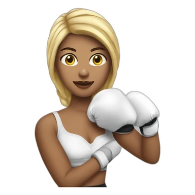 Emoji mujer branca con guantes de boxeo sticker
