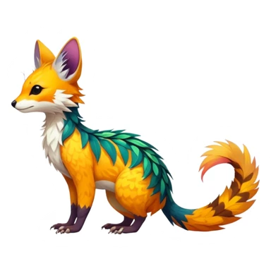 Feral Rare Fantasy vibrant colorful tropical Vernid-Trico-species by LiLaiRa, random markings, tufted tail, tufted ears, full body sticker