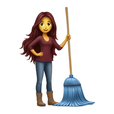 Beautiful burgundy long haired woman mopping the floor sticker