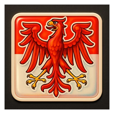 Brandenburg red eagle, less cartoonish, with the Brandenburg flag as background, retro stickers style, no text sticker