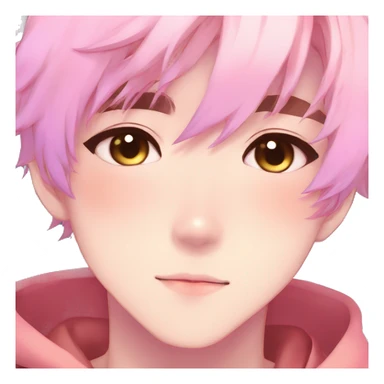 Gorgeous romantic anime style shojo man with blushing face aesthetic and pretty colorful shiny gradient pastel hair trending style sticker