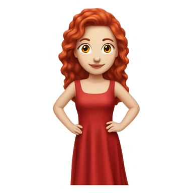 Fair-skin-elegant-girl-in-red-long-dress-with-long-red-hair sticker