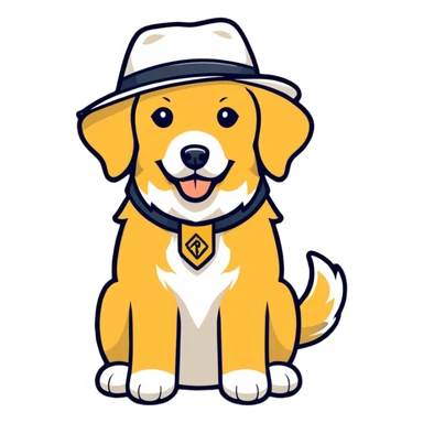 golden retriever wearing a hat  sticker