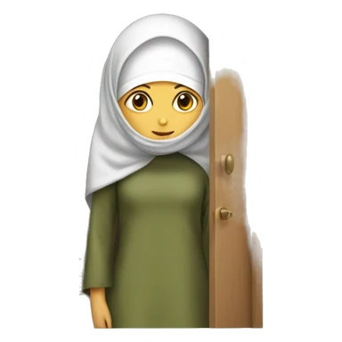 door and hijab girl hiding behind it sticker