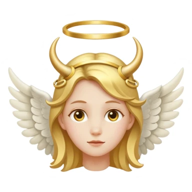 Angel with horns no wings and ring above head  sticker