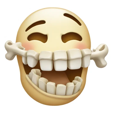 smiling face with bone in its mouth sticker