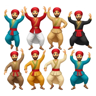 Cinematic Realistic Dabke Dance Emoji, depicted as an energetic traditional Lebanese folk dance with vibrant costumes and rhythmic movements, rendered with dynamic textures and festive natural lighting that captures its communal joy. sticker