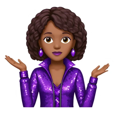 Whitney Houston with dark brown hair, dark purple sequin outfit sticker
