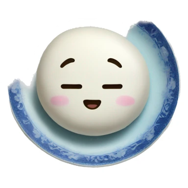 mochi on a blue china plate sticker