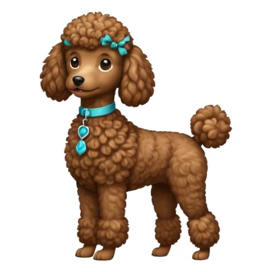Create a full-body Apple-style emoji of a brown poodle sticker