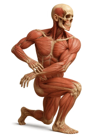 corpo umano anatomico con postura storta, IPERREALISTICo 4K sticker