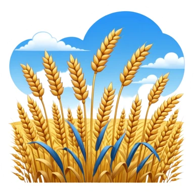 golden wheat field with blue sky above, low detail, high contrast, emoji style, strong outlines sticker