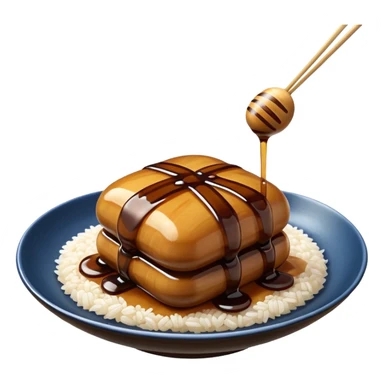 Just Mitarashi dango with shiny soy sauce glaze drizzled over white rice sticker