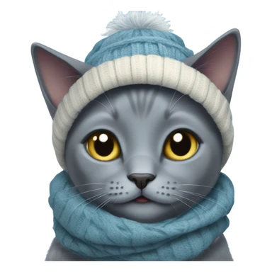 Russian blue cat with winter scarf sticker