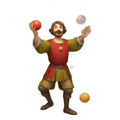 medieval juggler juggling 4 balls over them sticker