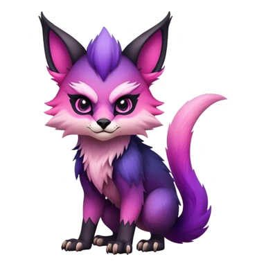 Cool Edgy Black-pink-purple-gradient badass Fionbri-Vernid-animal-creature full bodyd sticker