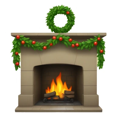 fireplace with green garland  sticker