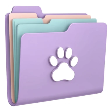 a pastel folder of documents with a pawprint on it sticker