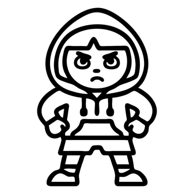 Dora the Explorer as a thug, outlined icon style, hoodie, bold stance sticker