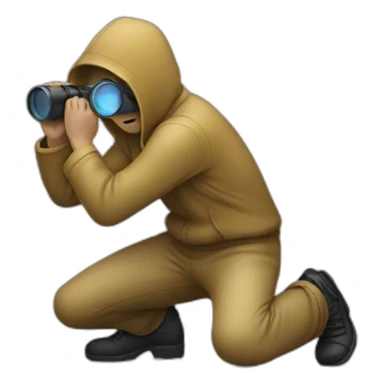 person crouching using a spy glass  sticker