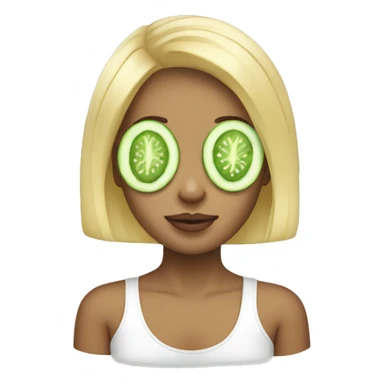 Blonde girl with cucumbers on eyes sticker