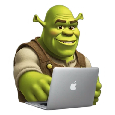Shrek typping on a Macbook sticker