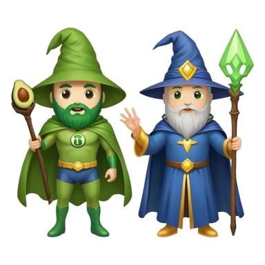 Avocado superhero + Wizard casting spells sticker