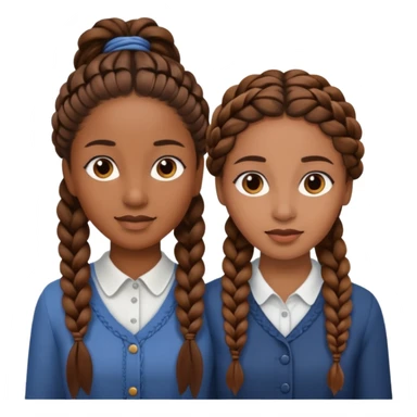 2 women with long brown braided hair  sticker