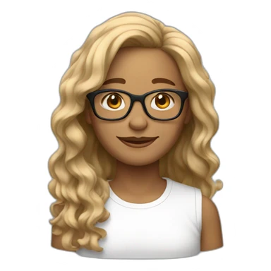  53 years brown blonde wavy long hair with glasses sticker