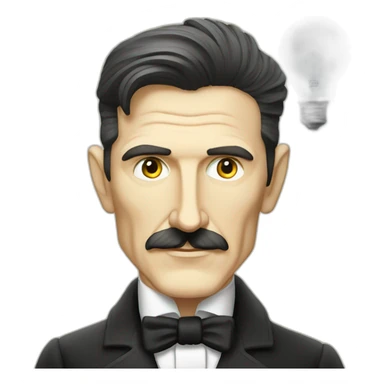 Nikola Tesla with electricity and light bulb sticker