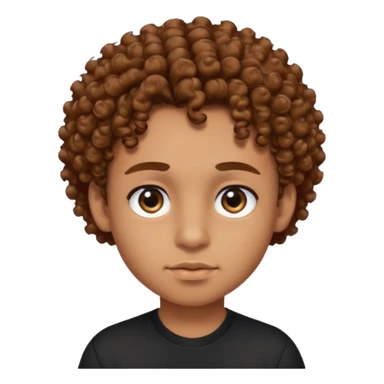 caramel skin boy with color bear brown curly hair with fade on the sides and thick eyebrows with a black shirt and small stud earrings with black colored eyes and a cheek mole sticker