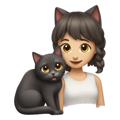 Cat & girl sticker