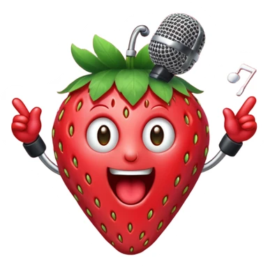 Strawberry with microphone singing loudly sticker