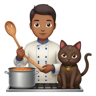 Asian man cooking cat in a pot  sticker