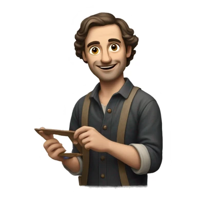 European artist man holding a palette sticker