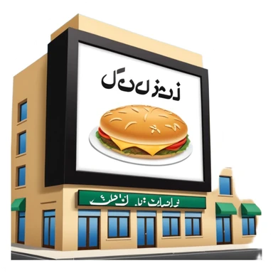 make a billboard on top of a healthy restaurant building written on it "مطعم صحي"  sticker