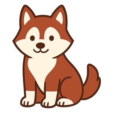 flat toon style cute red-brown siberian husky sitting sticker