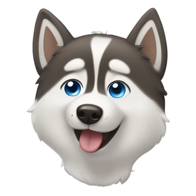 Husky with 2 different colored eyes: 1 blue eye  and 1 brown eye. that is smiling with tongue out sticker