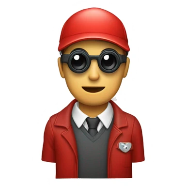 Persona con polo rojo agarrando su binocular con sus manos  sticker