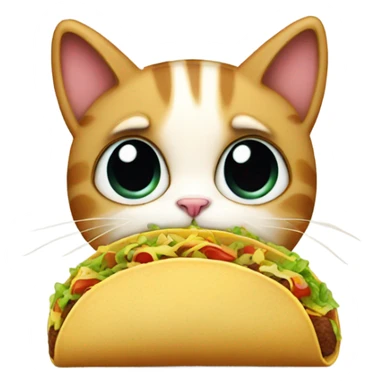 sad cat eating a taco sticker