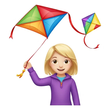 little girl kid with kite sticker