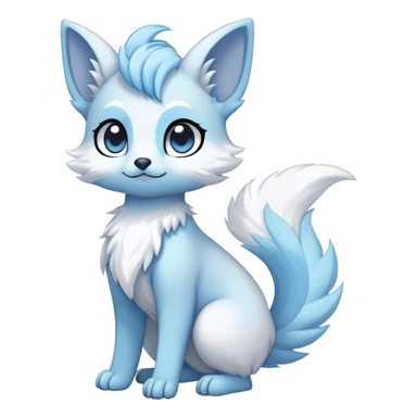 Angelic white and light blue Kawaii dark fantasy ethereal anthro fursona Fakemon with tufted tail  sticker