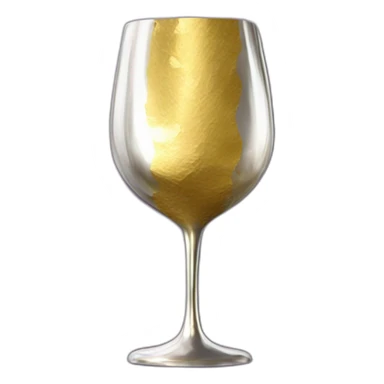 A reflective, crinkled silver or gold foil hides a wine glass shape, like a stemmed wine glass sticker